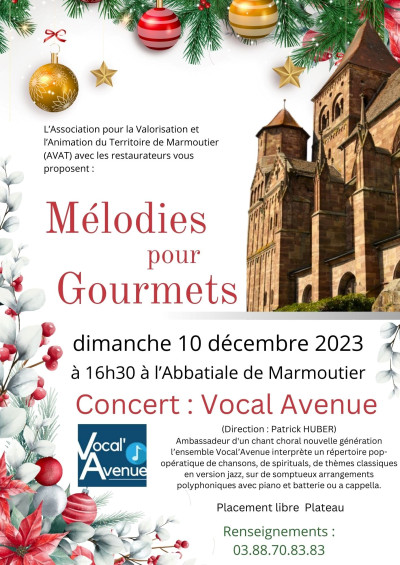 Dimanche 10 décembre 2023 Mélodies pour Gourmets à Marmoutier