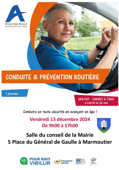 Vendredi 13 décembre 2024 Atelier de sensibilisation : conduite et prévention routière à Marmoutier