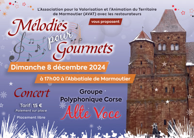 Dimanche 08 décembre 2024 Concert du groupe polyphonique corse Alte Voce à Marmoutier