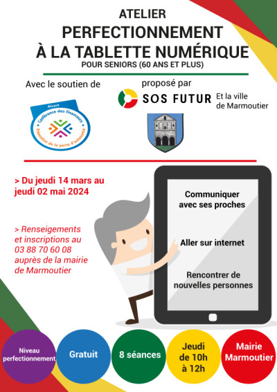 Jeudi 02 mai 2024 Atelier perfectionnement à la tablette numérique à Marmoutier