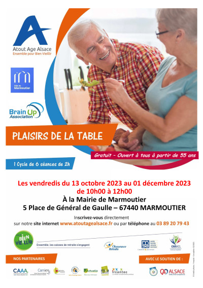 Vendredi 01 décembre 2023 Ateliers "Plaisirs de la Table" à Marmoutier