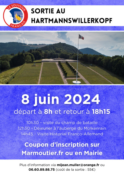 Samedi 08 juin 2024 Voyage au Hartmannswillerkopf - Le Souvenir Français à Marmoutier