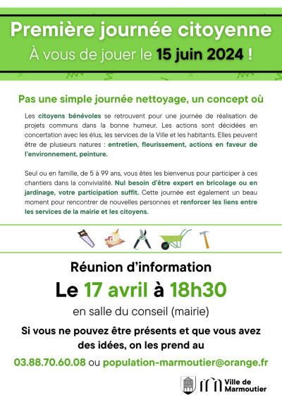 Mercredi 17 avril 2024 Réunion préparation journée citoyenne à Marmoutier